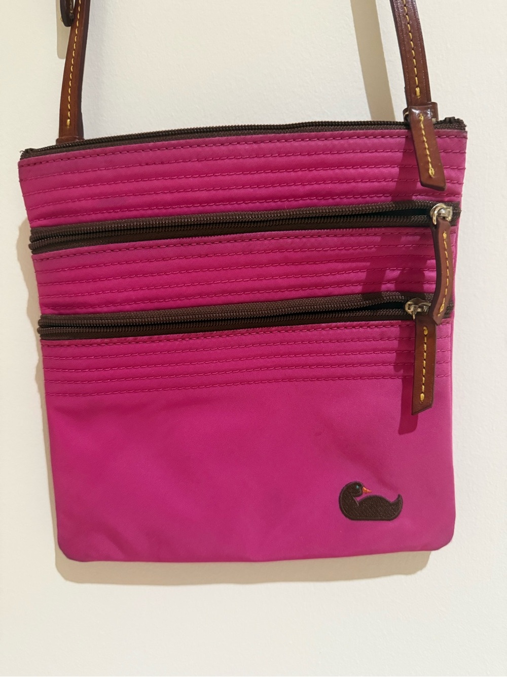 Dooney & Bourke Pink Crossbody with Brown Strap